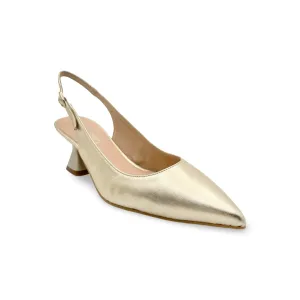 12038 Gold Leather Slingback Pump