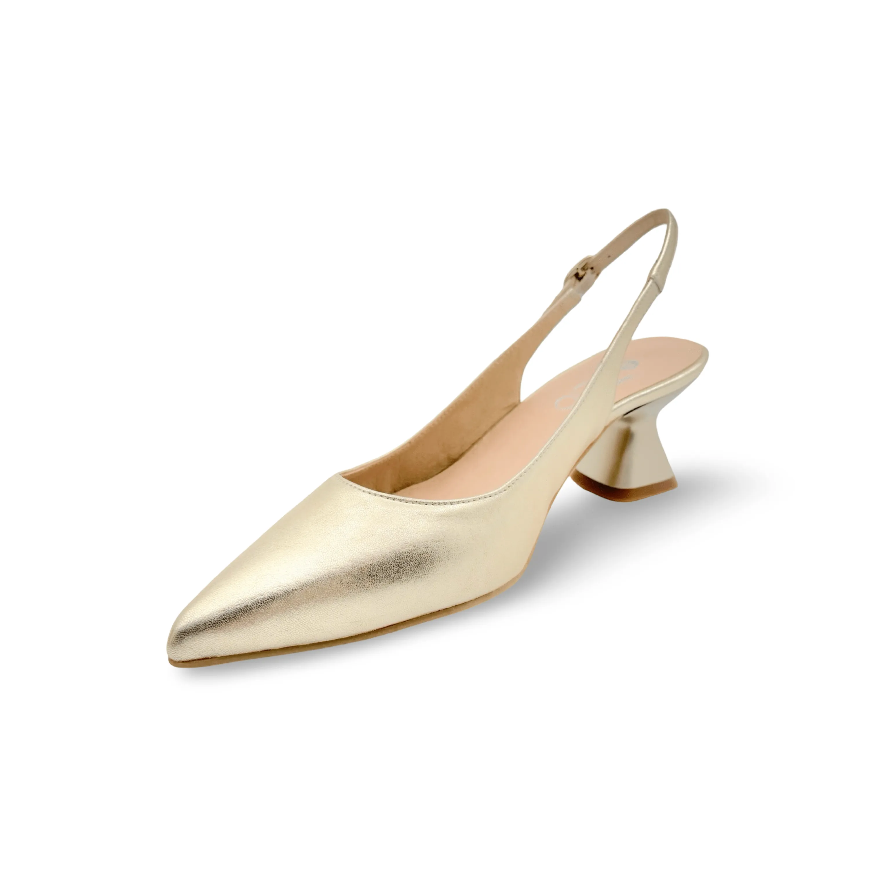 12038 Gold Leather Slingback Pump