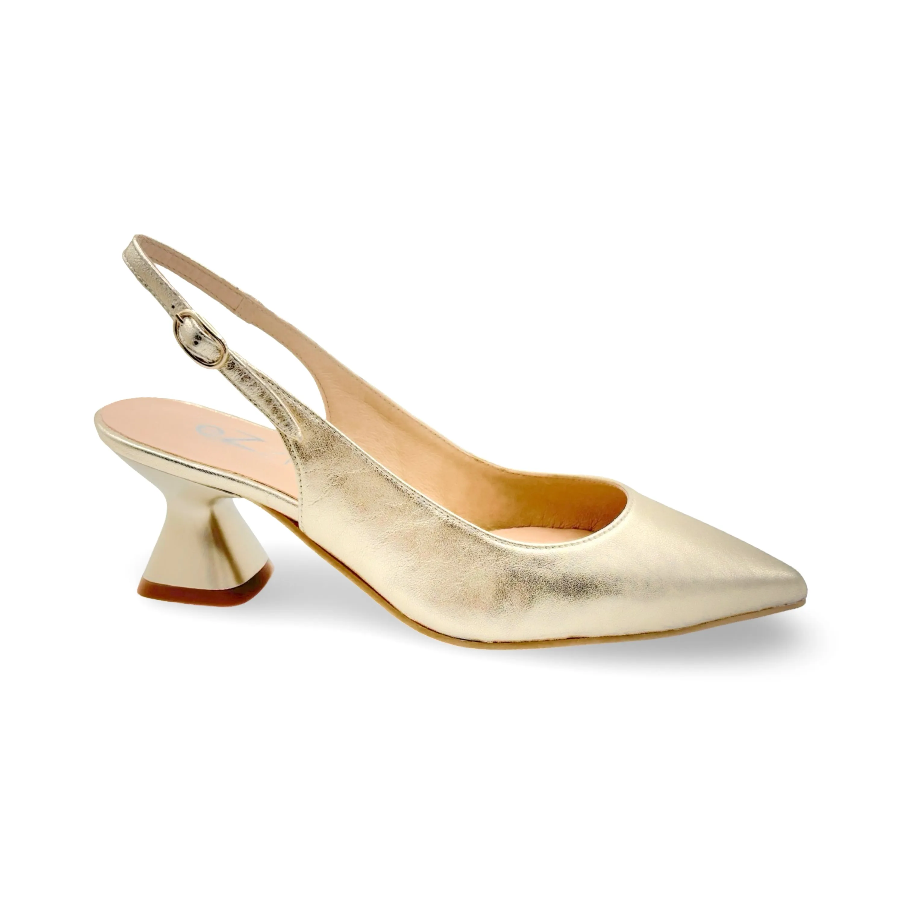 12038 Gold Leather Slingback Pump