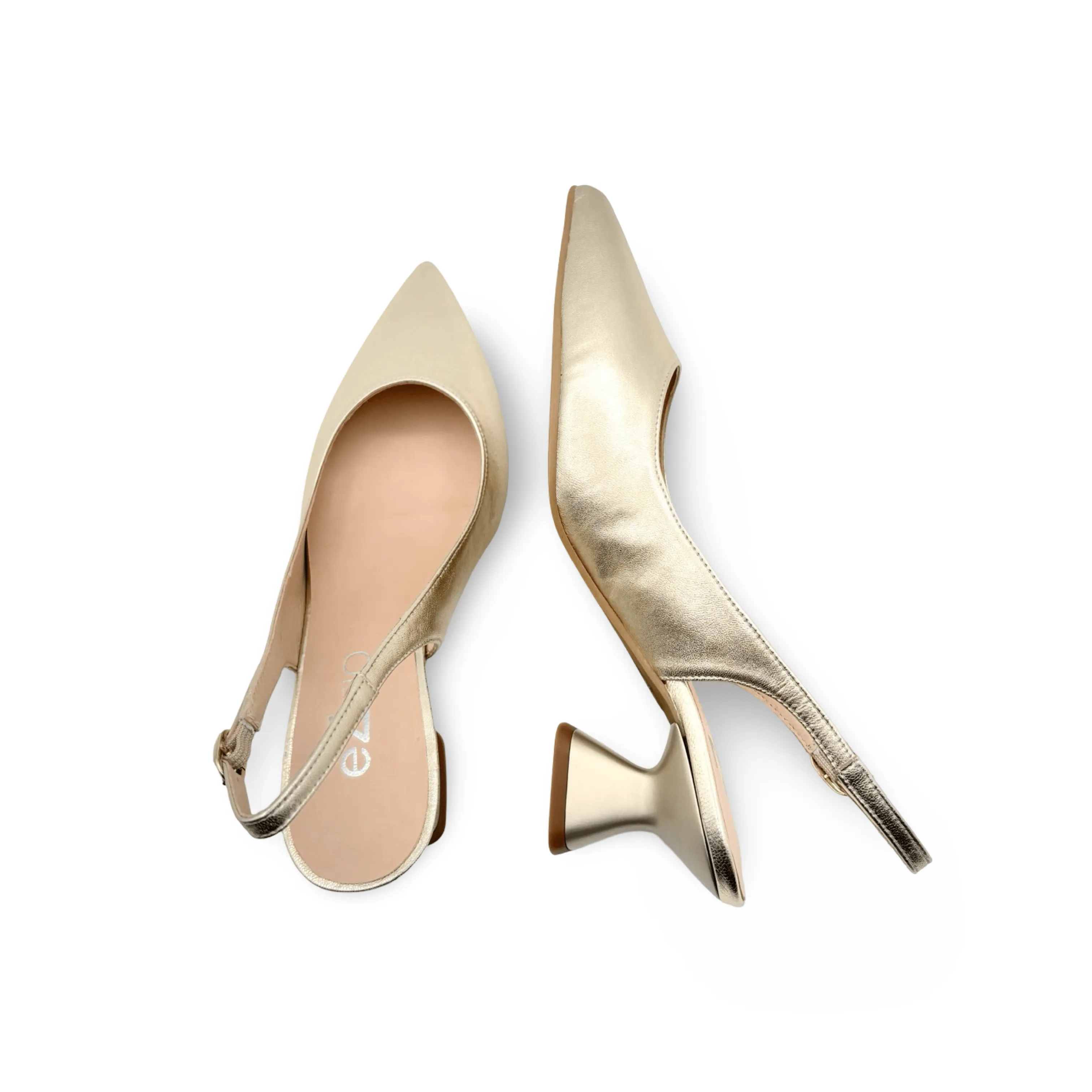 12038 Gold Leather Slingback Pump
