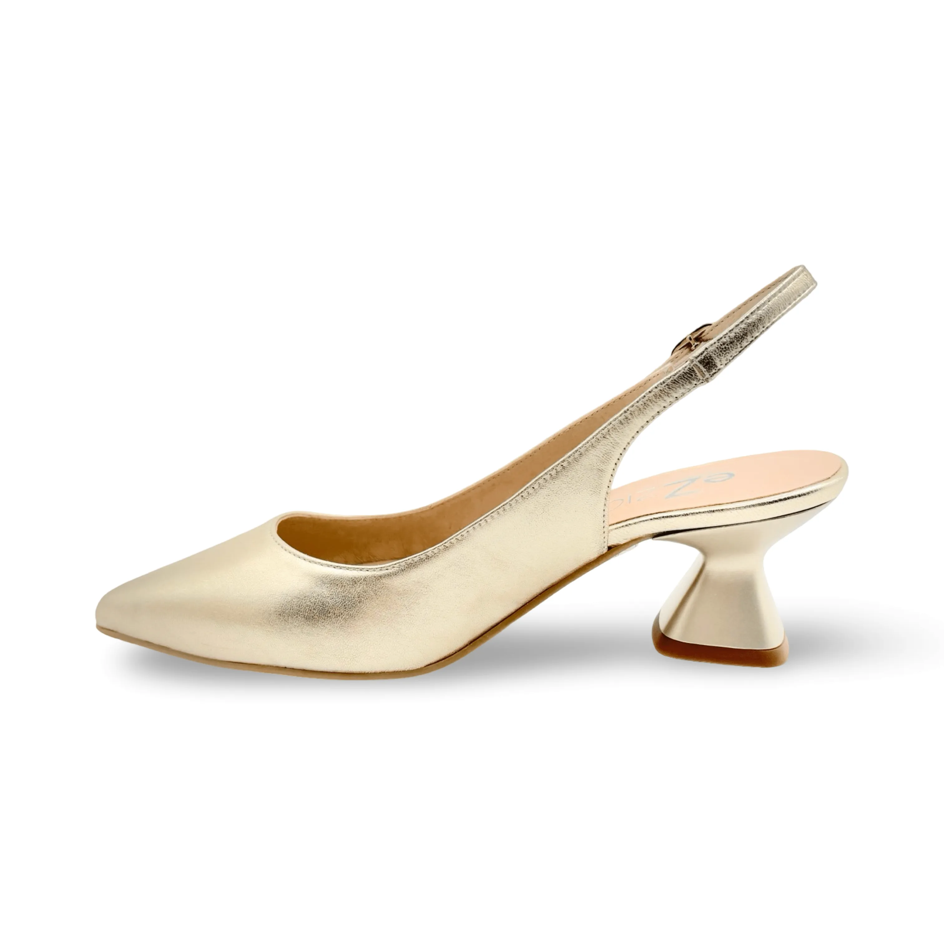 12038 Gold Leather Slingback Pump