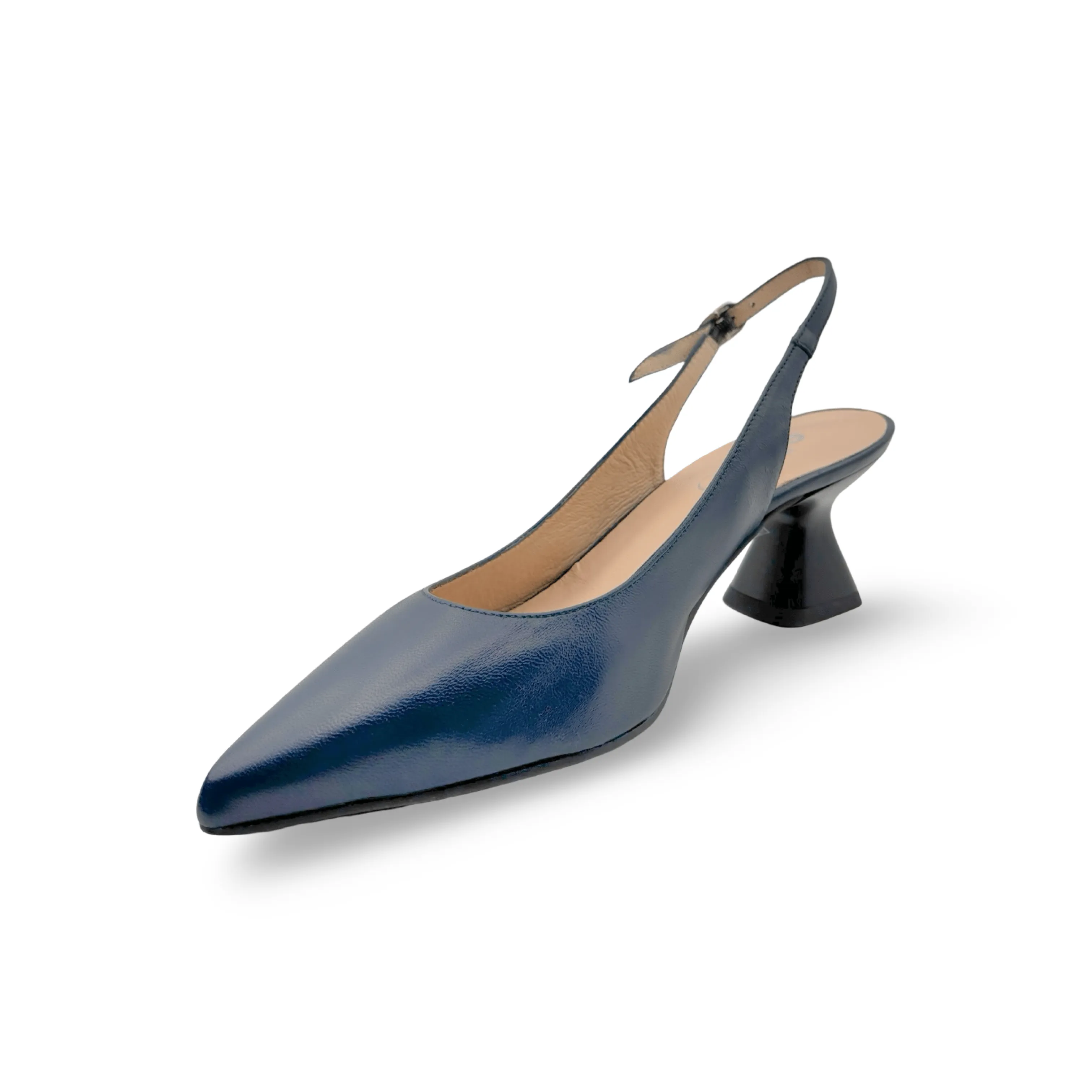 12038 Navy Leather Slingback Pump