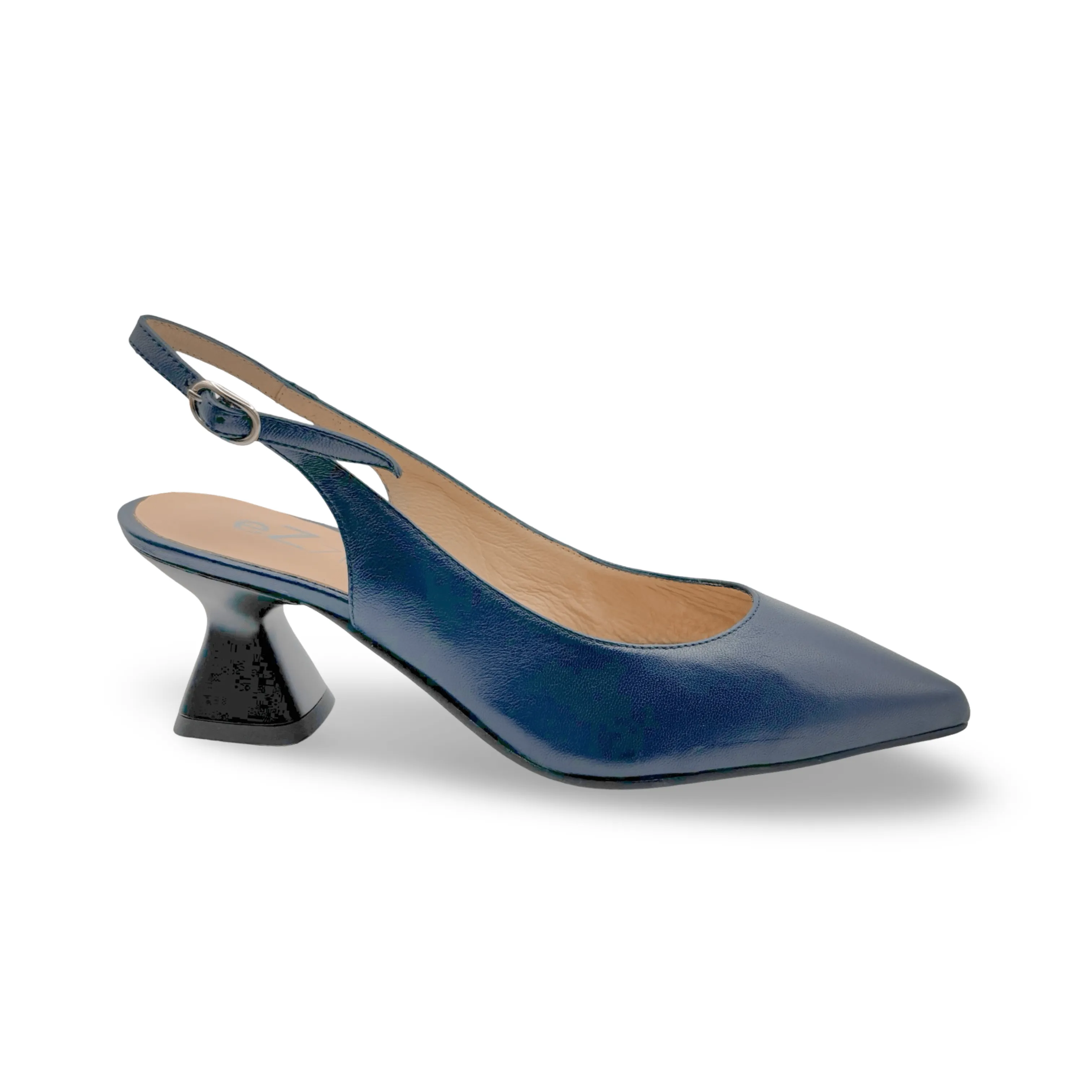 12038 Navy Leather Slingback Pump