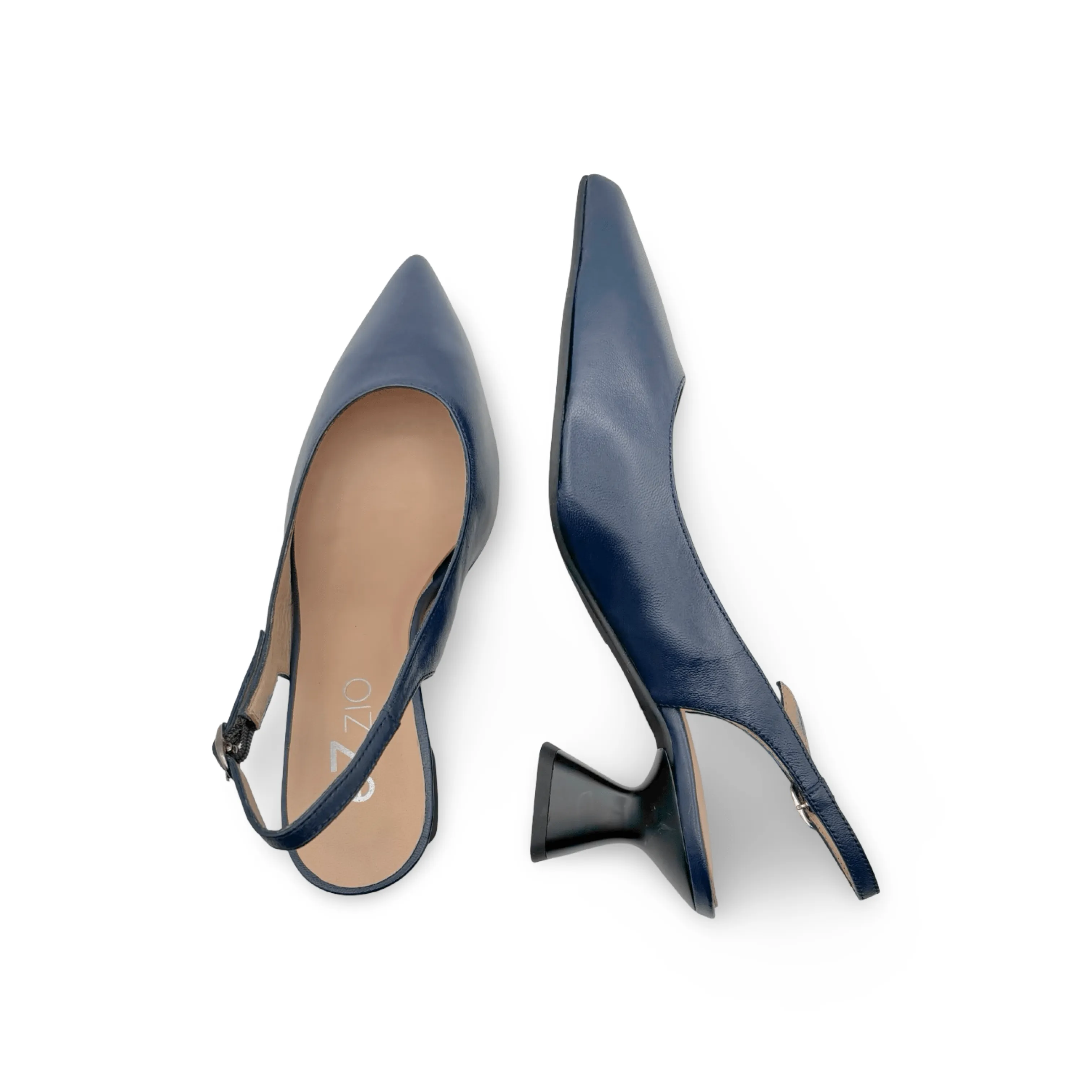 12038 Navy Leather Slingback Pump