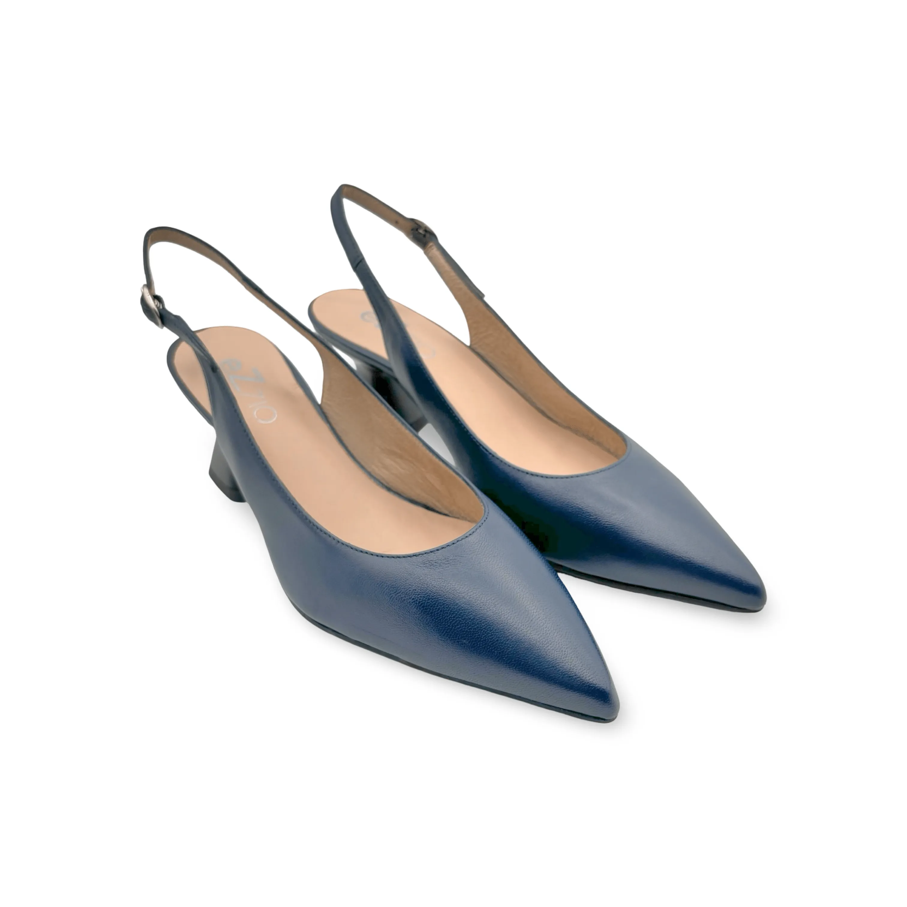 12038 Navy Leather Slingback Pump