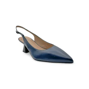 12038 Navy Leather Slingback Pump