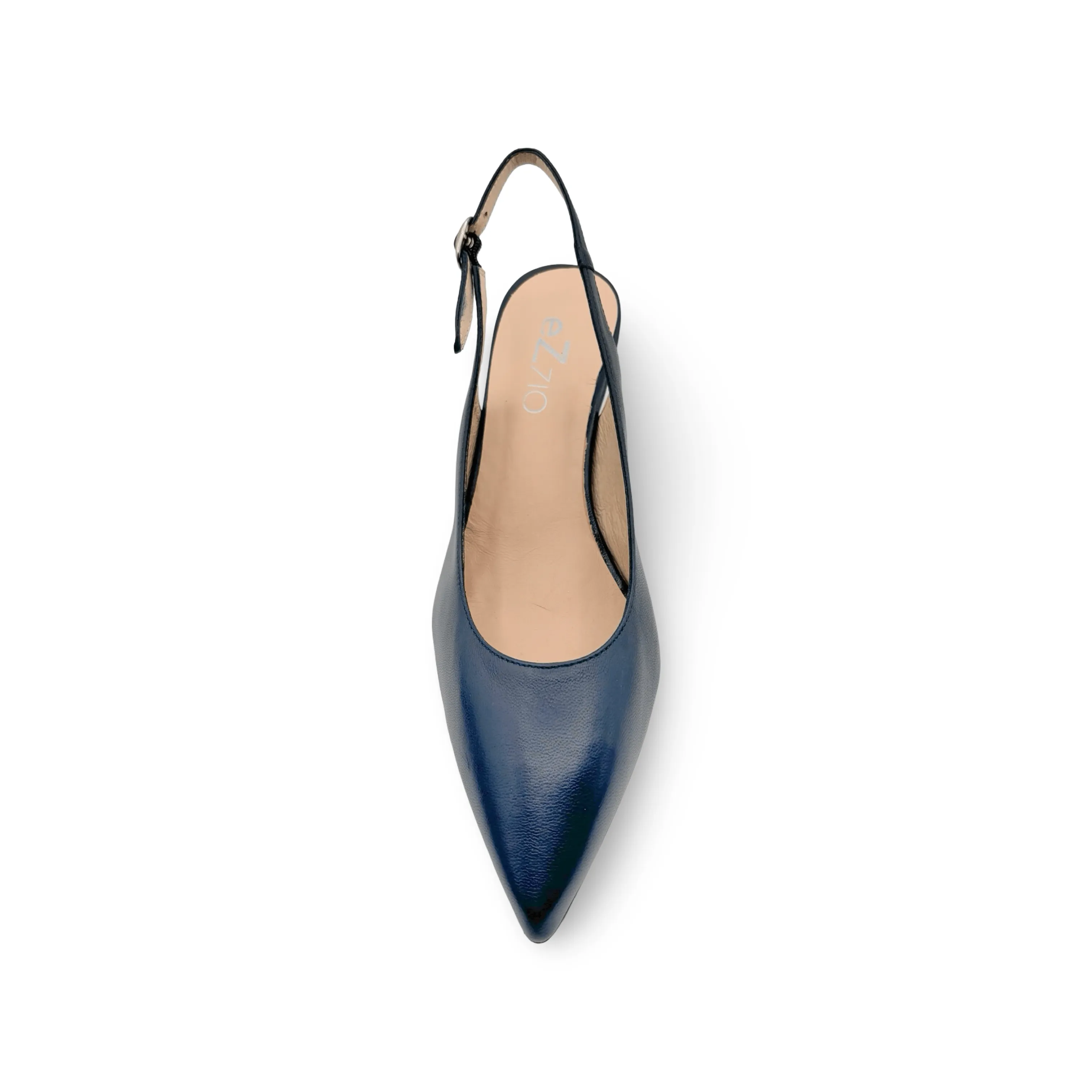 12038 Navy Leather Slingback Pump