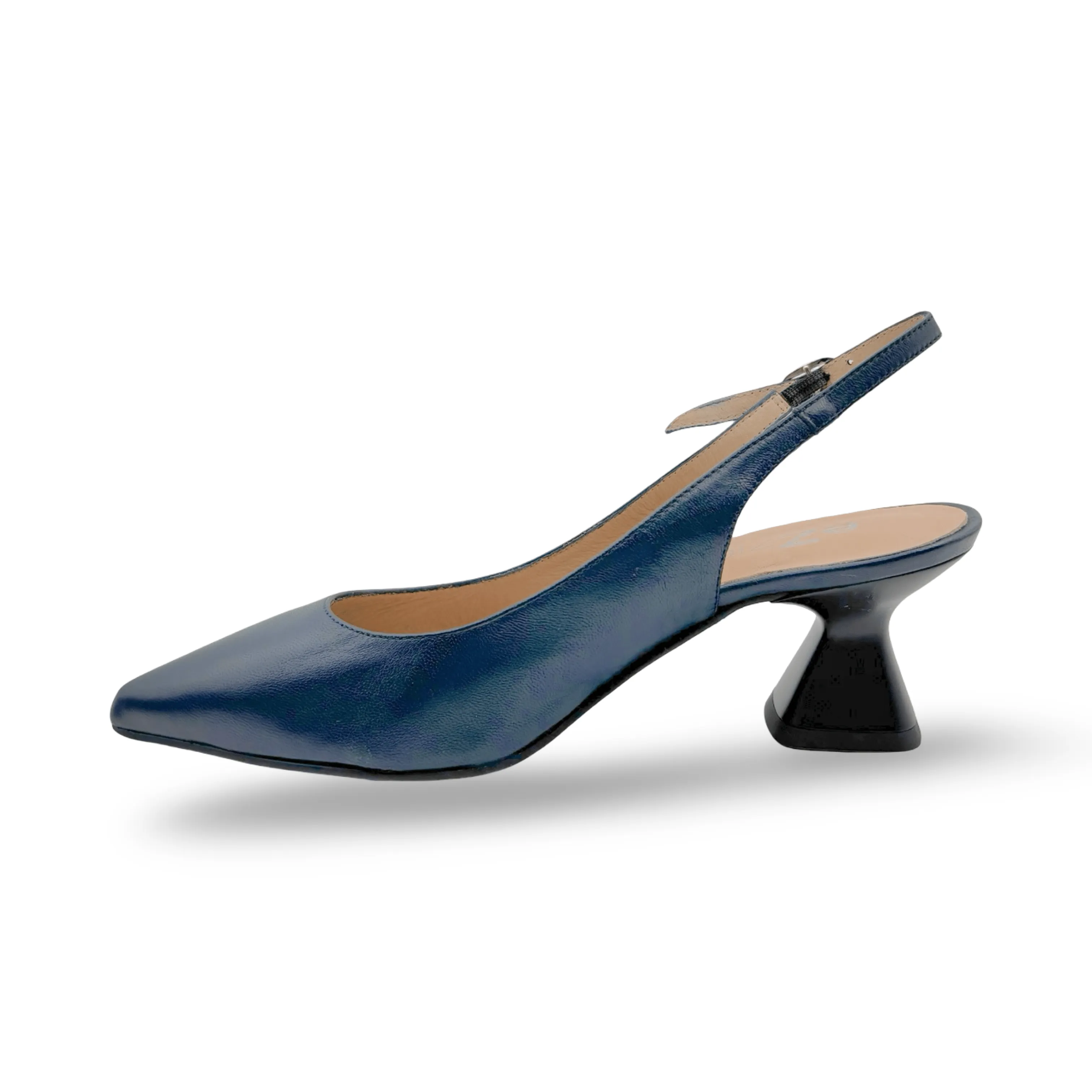 12038 Navy Leather Slingback Pump
