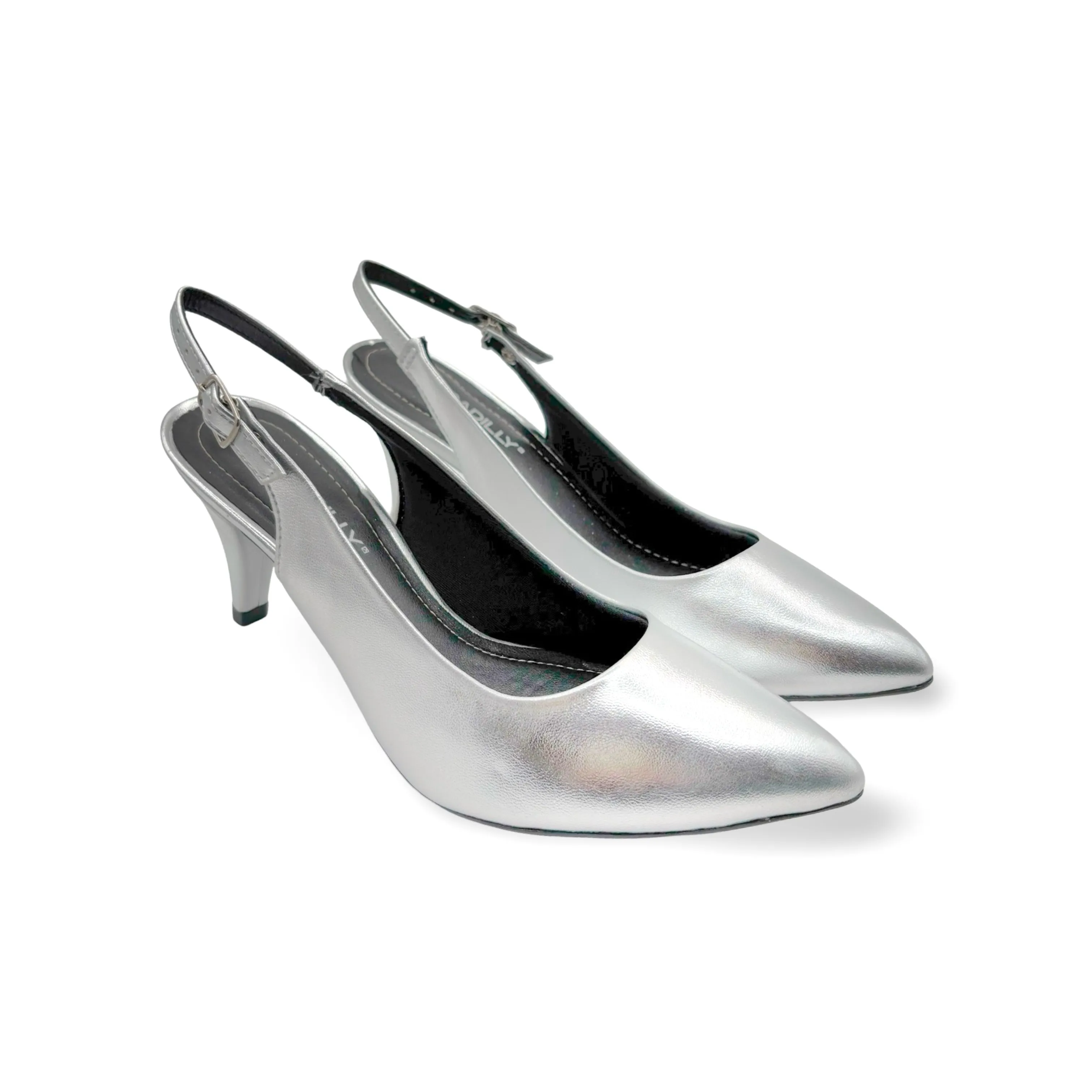 745045F Silver Slingback Pump