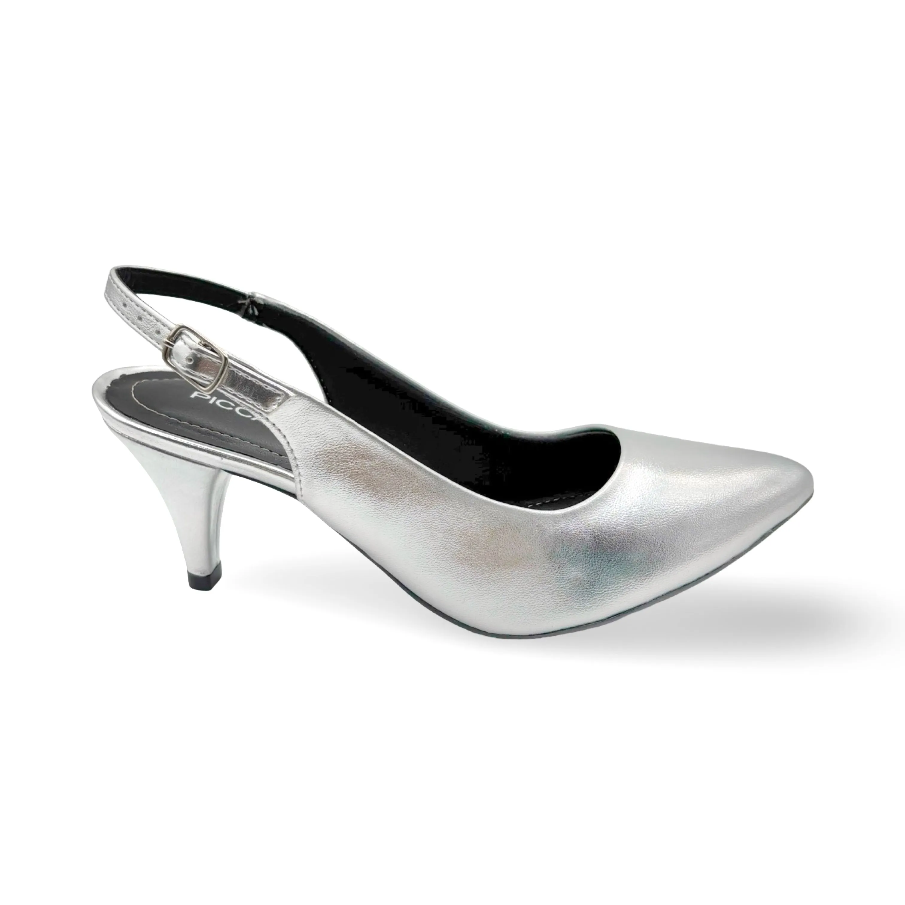 745045F Silver Slingback Pump