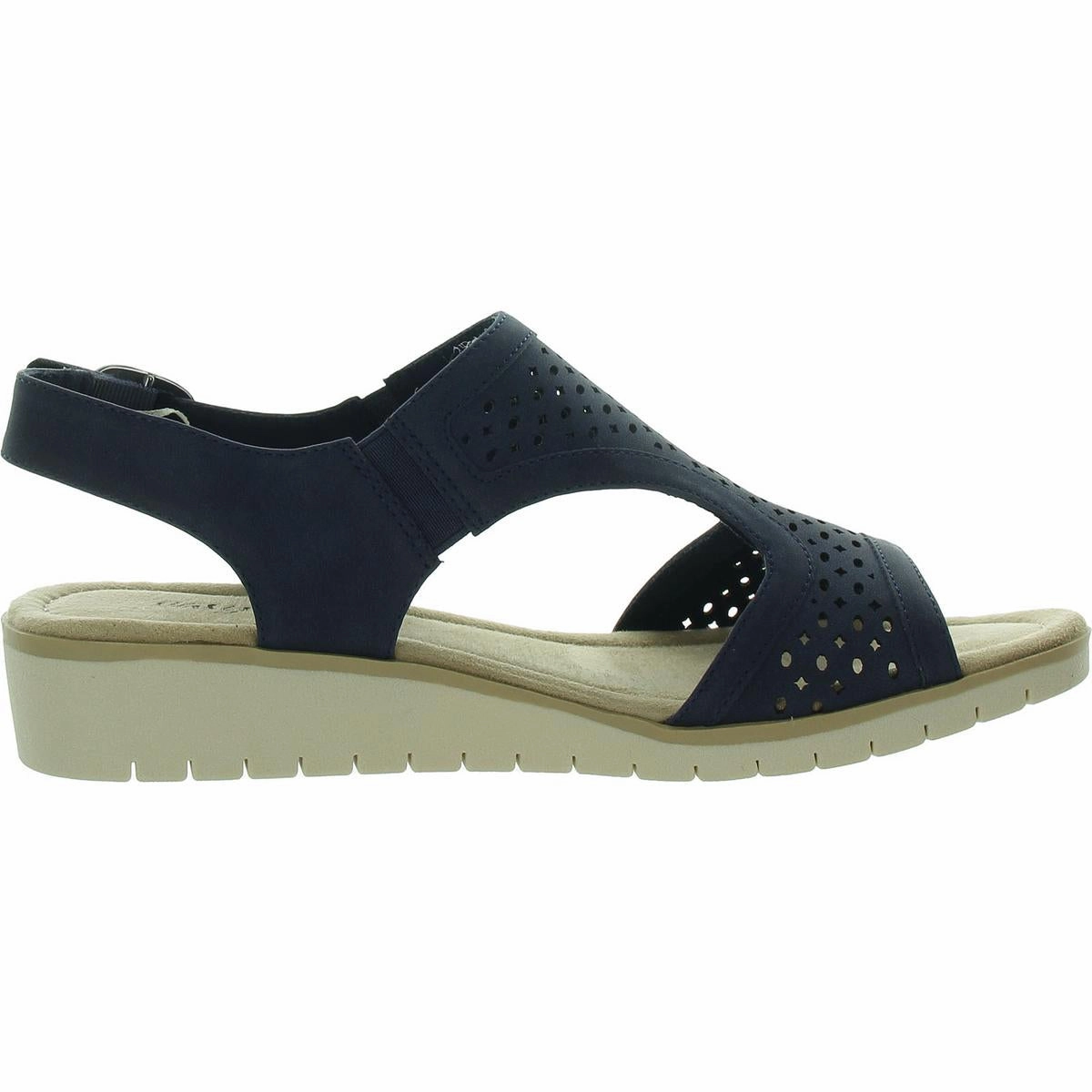 Alba Womens Faux Leather T-Strap Slingback Sandals