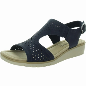 Alba Womens Faux Leather T-Strap Slingback Sandals