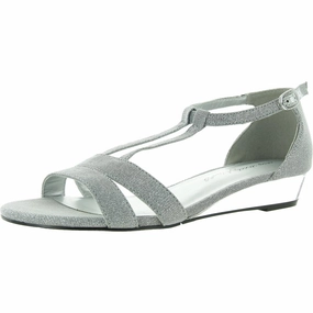 Alora Womens Shimmer Man Made Wedge Sandals