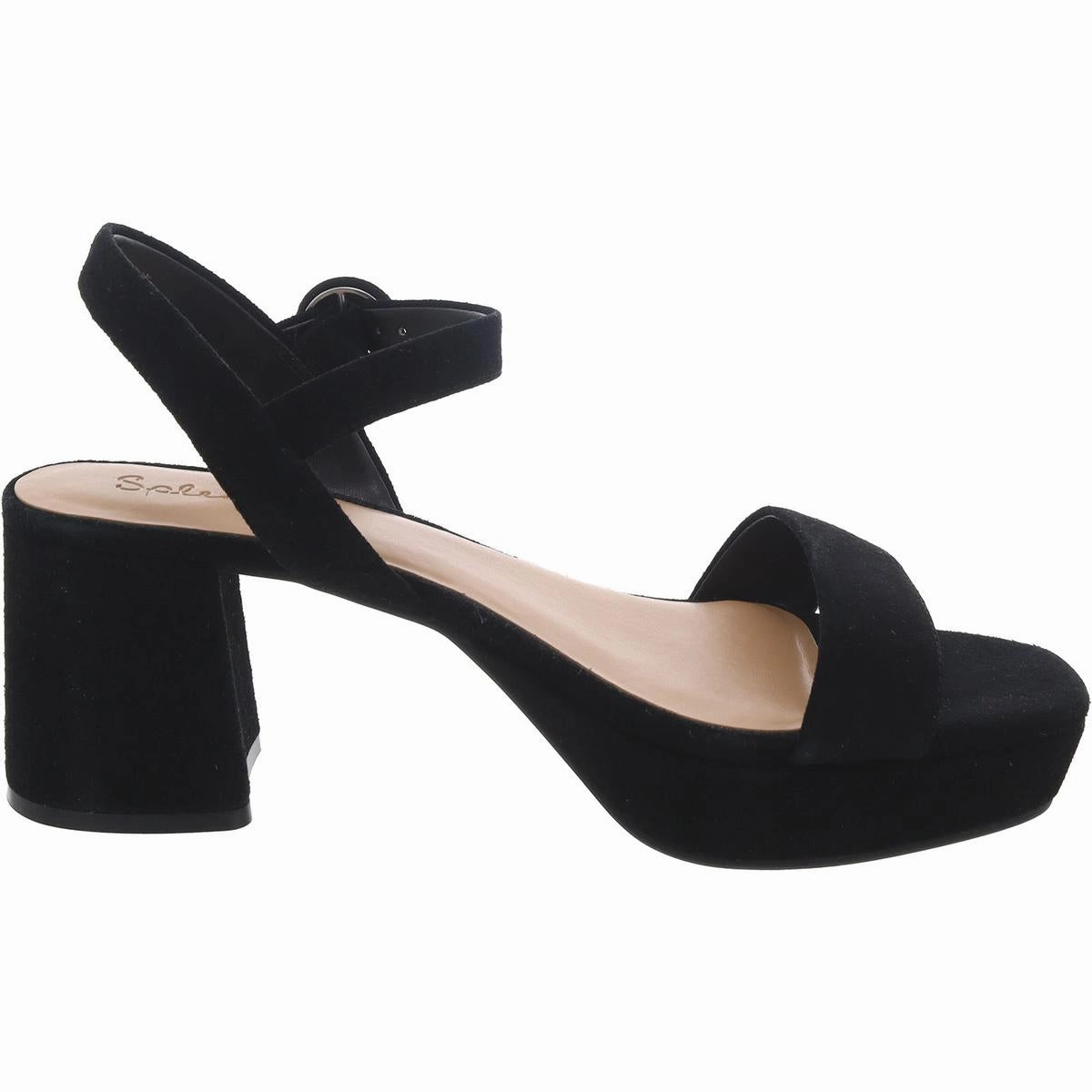 Alyssa Womens Suede Open Toe Block Heel
