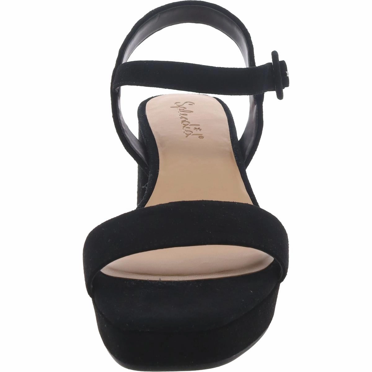 Alyssa Womens Suede Open Toe Block Heel
