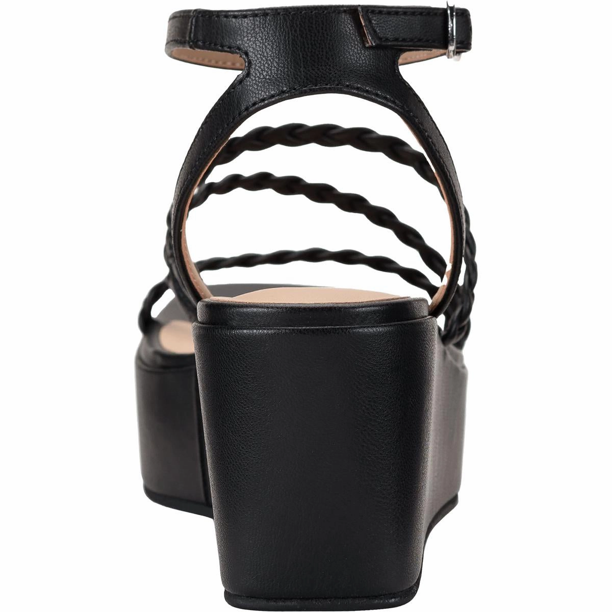 Alyssaa Womens Strappy Faux Leather Wedge Sandals