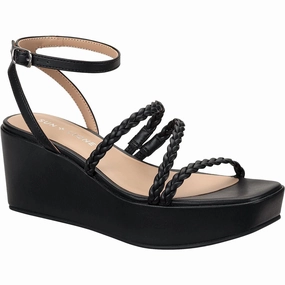 Alyssaa Womens Strappy Faux Leather Wedge Sandals
