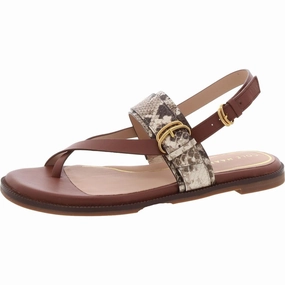 Anica Lux Buckle Womens Toe Loop Embossed Slingback Sandals