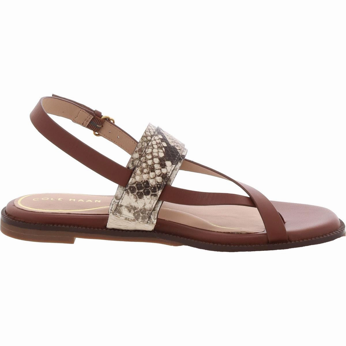 Anica Lux Buckle Womens Toe Loop Embossed Slingback Sandals