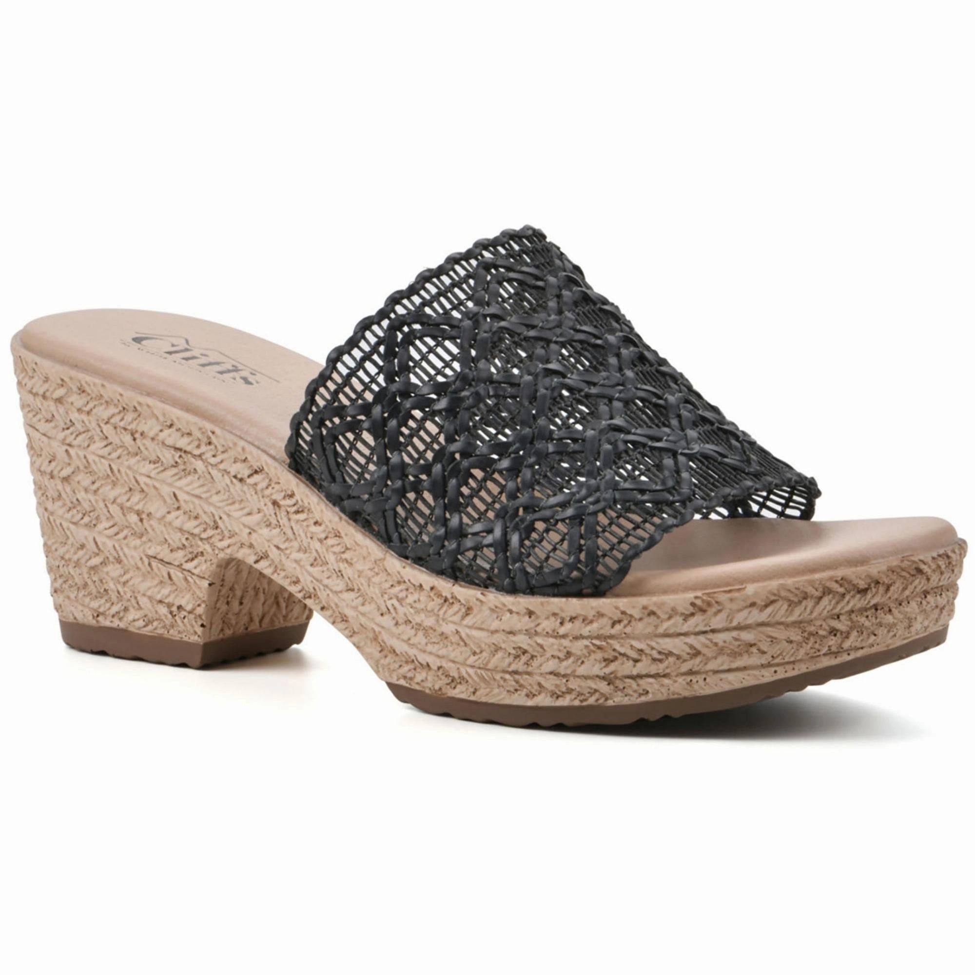 BIANKKA Womens Woven Block heel Platform Sandals