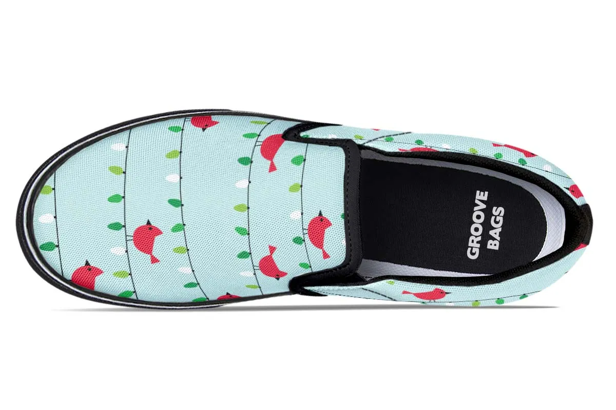 Birds On Christmas Lights Slip-On Shoes
