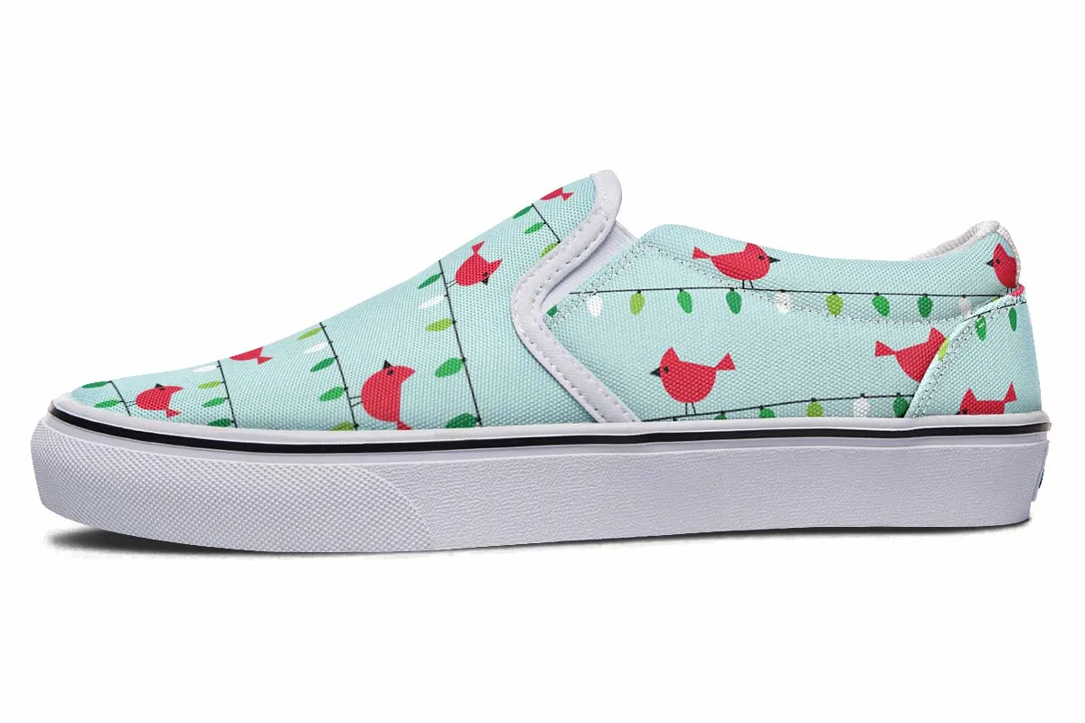 Birds On Christmas Lights Slip-On Shoes
