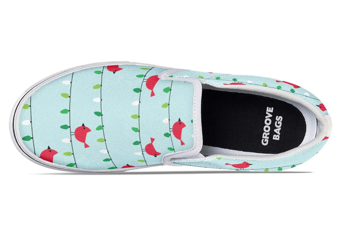 Birds On Christmas Lights Slip-On Shoes