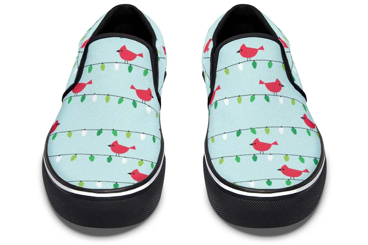 Birds On Christmas Lights Slip-On Shoes