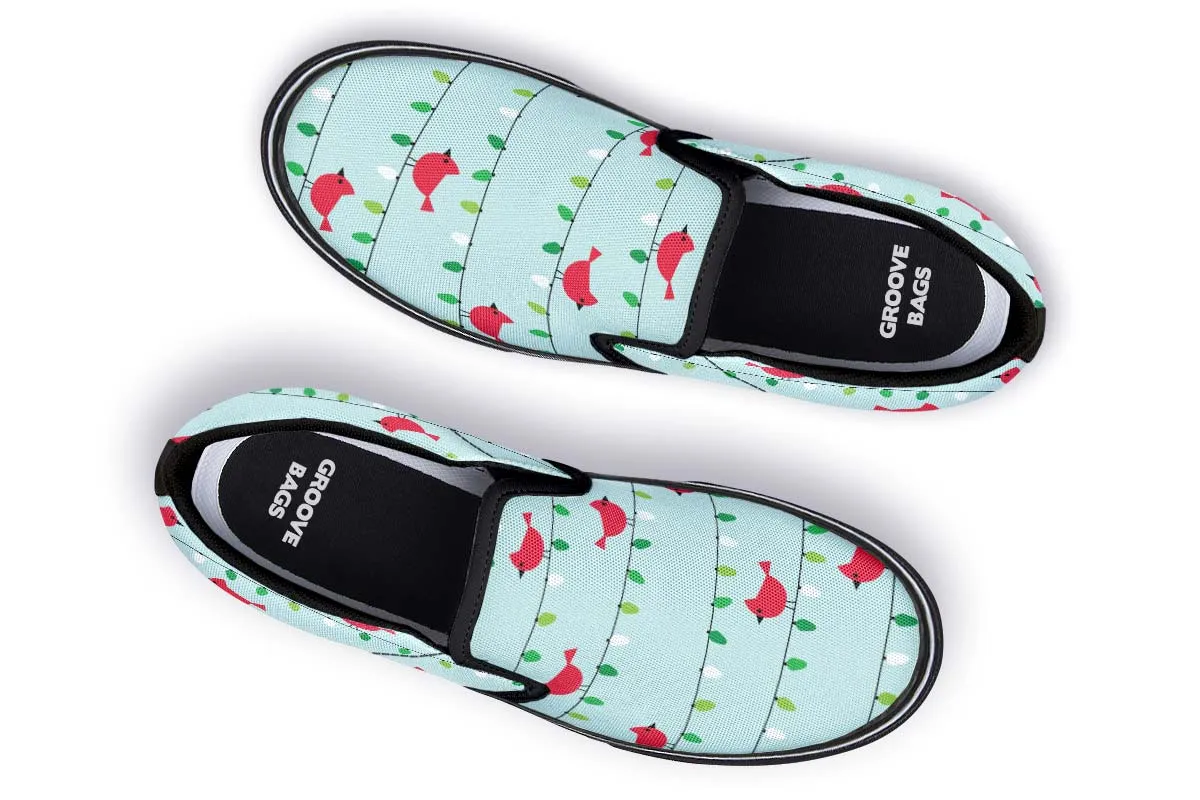 Birds On Christmas Lights Slip-On Shoes