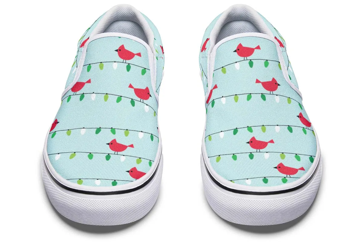 Birds On Christmas Lights Slip-On Shoes