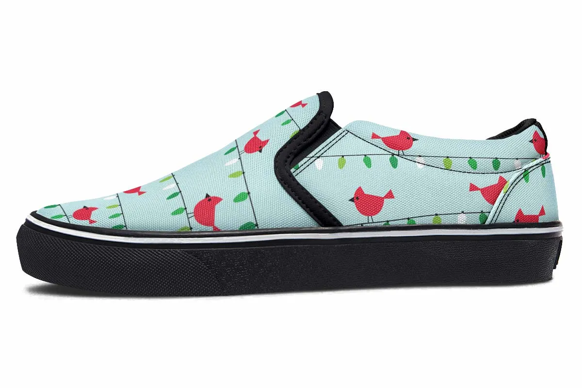 Birds On Christmas Lights Slip-On Shoes