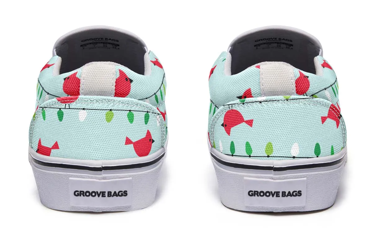 Birds On Christmas Lights Slip-On Shoes