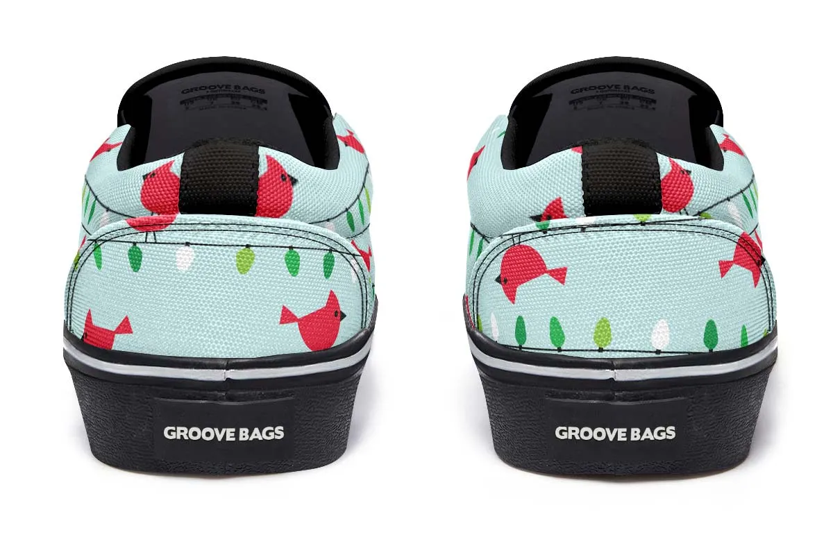 Birds On Christmas Lights Slip-On Shoes