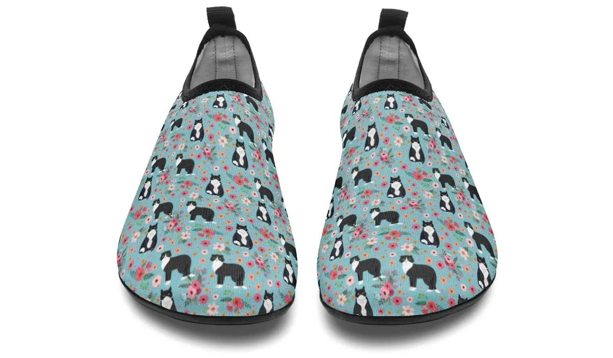 Black White Cat Flower Aqua Barefoot Shoes