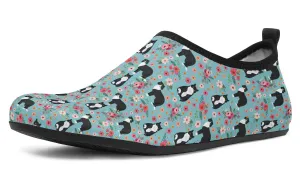 Black White Cat Flower Aqua Barefoot Shoes