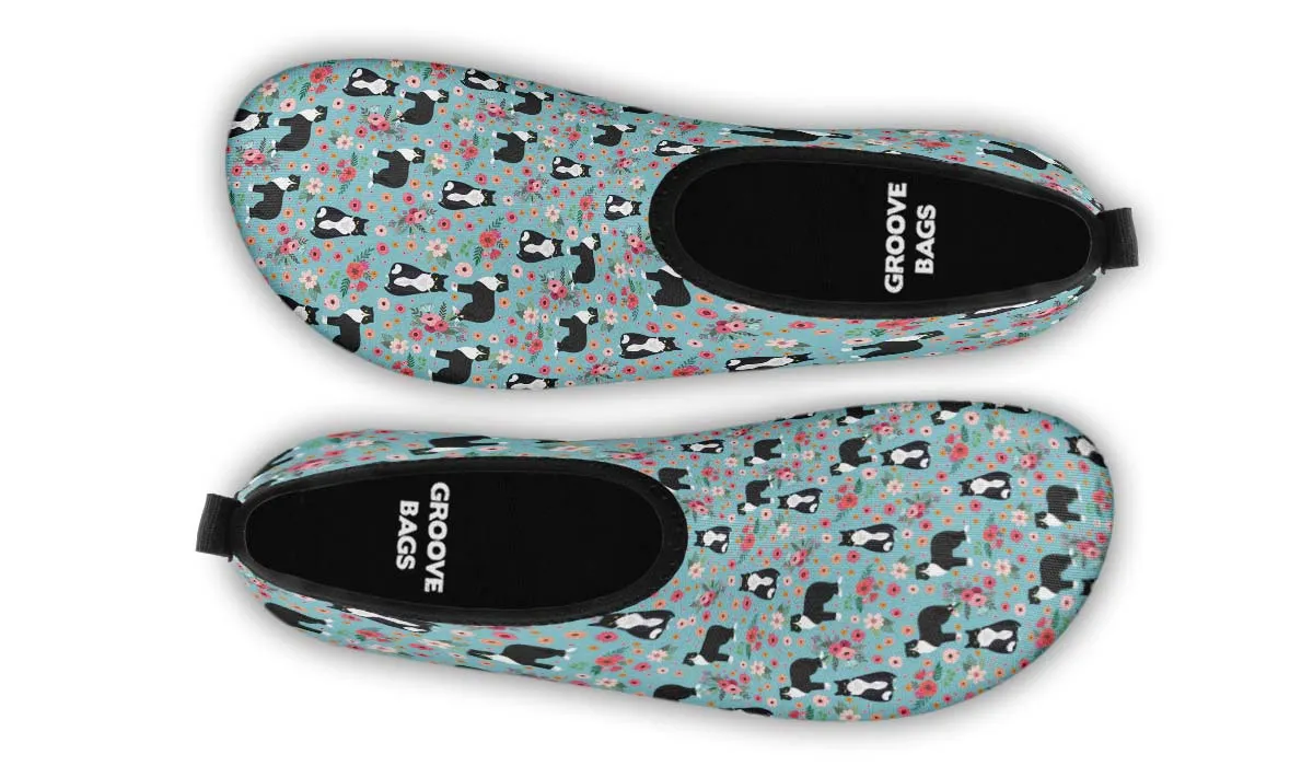 Black White Cat Flower Aqua Barefoot Shoes