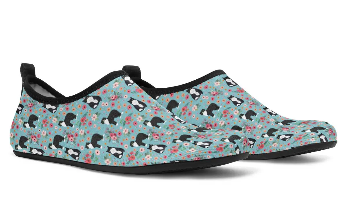 Black White Cat Flower Aqua Barefoot Shoes