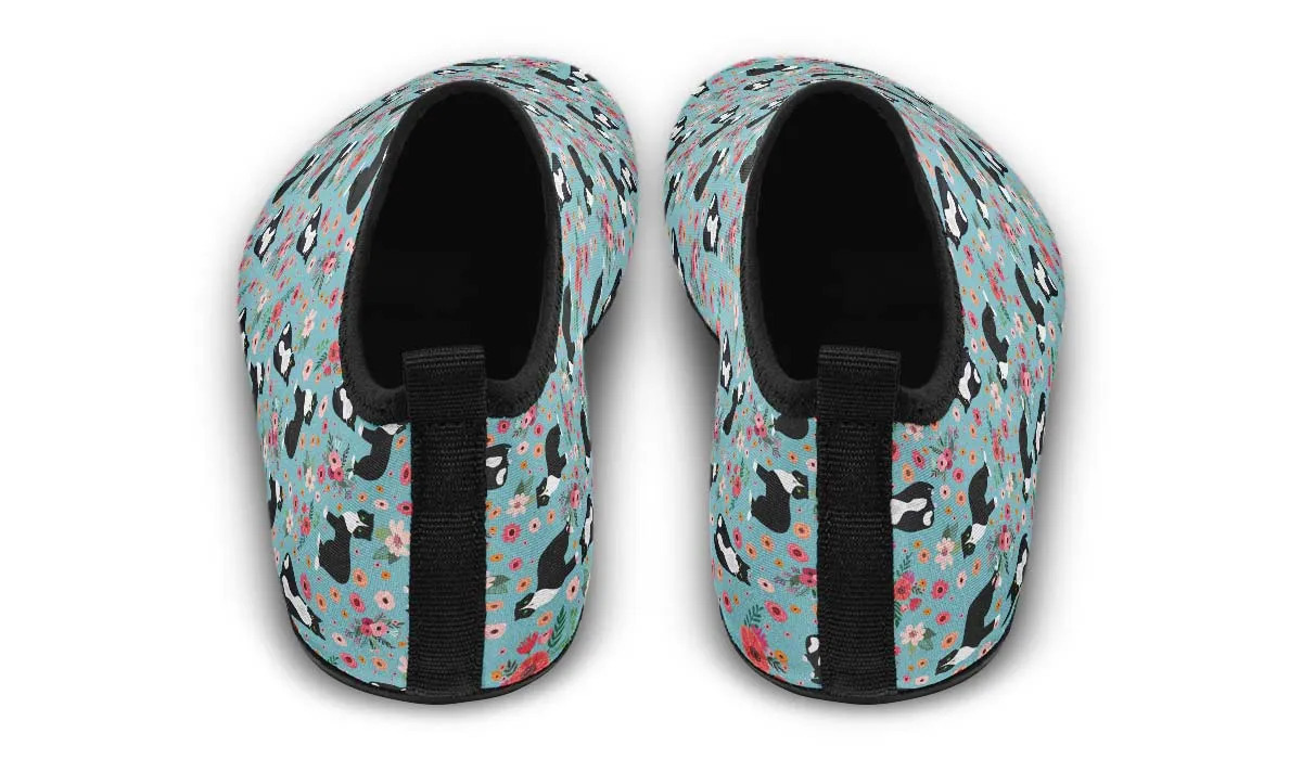 Black White Cat Flower Aqua Barefoot Shoes