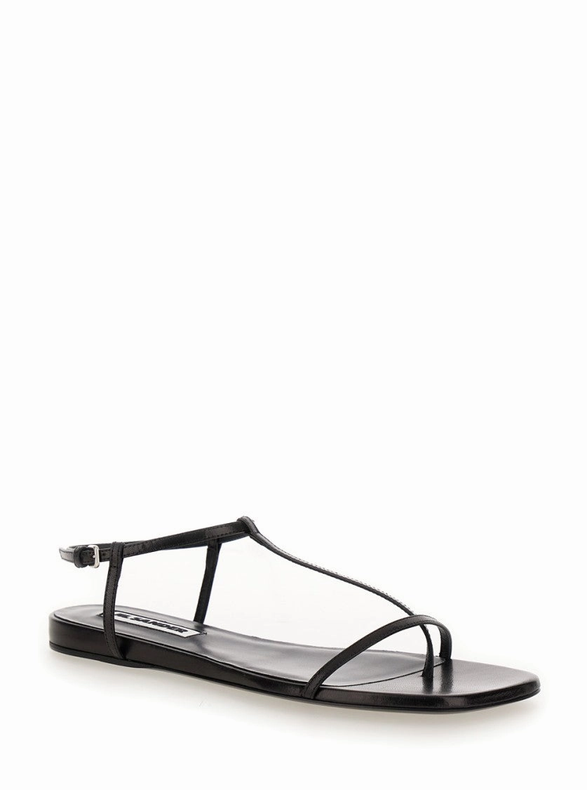 Black Cage Leather Sandals