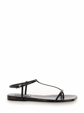 Black Cage Leather Sandals