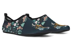 Blue Floral Cow Aqua Barefoot Shoes