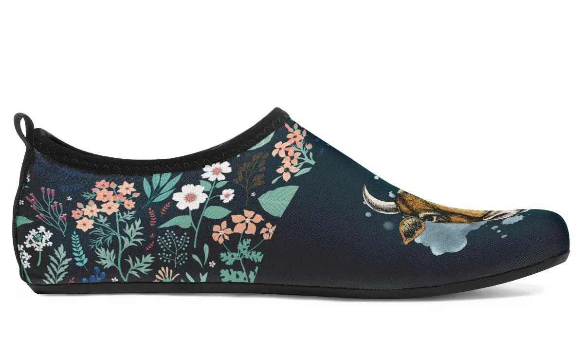 Blue Floral Cow Aqua Barefoot Shoes