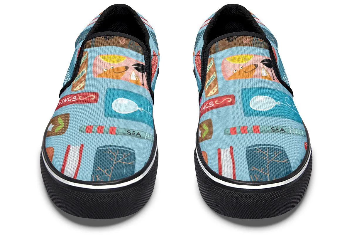 Book Title Slip-On Shoes