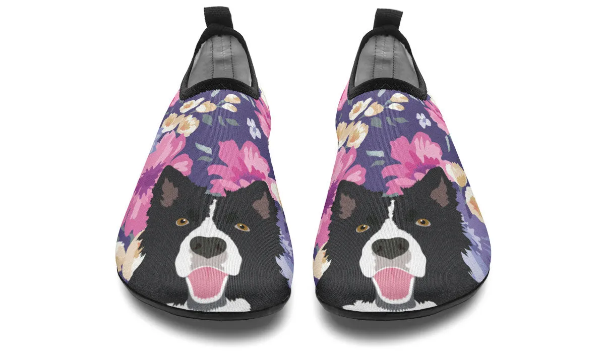 Border Collie Dog Portrait Aqua Barefoot Shoes