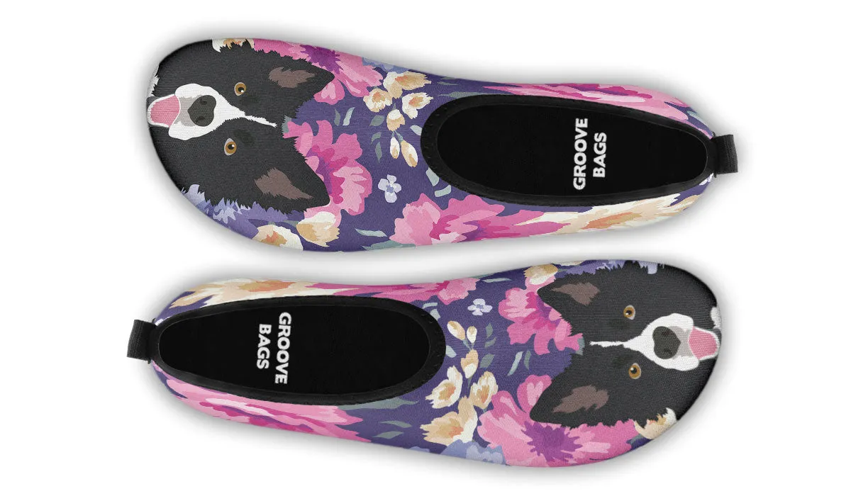 Border Collie Dog Portrait Aqua Barefoot Shoes