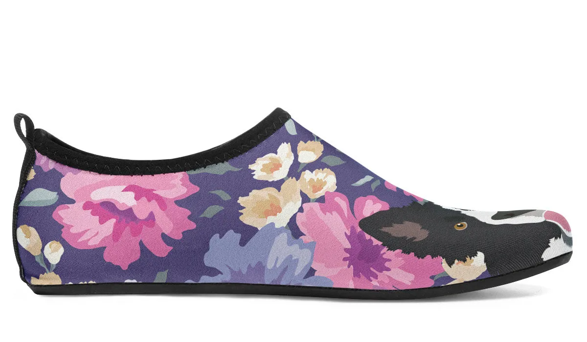 Border Collie Dog Portrait Aqua Barefoot Shoes