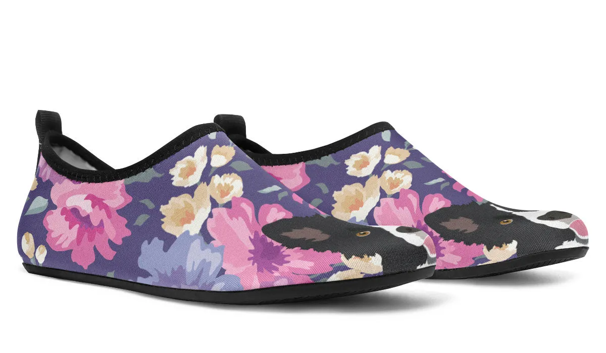 Border Collie Dog Portrait Aqua Barefoot Shoes