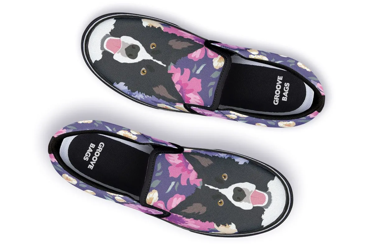 Border Collie Dog Portrait Slip-On Shoes