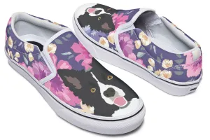 Border Collie Dog Portrait Slip-On Shoes