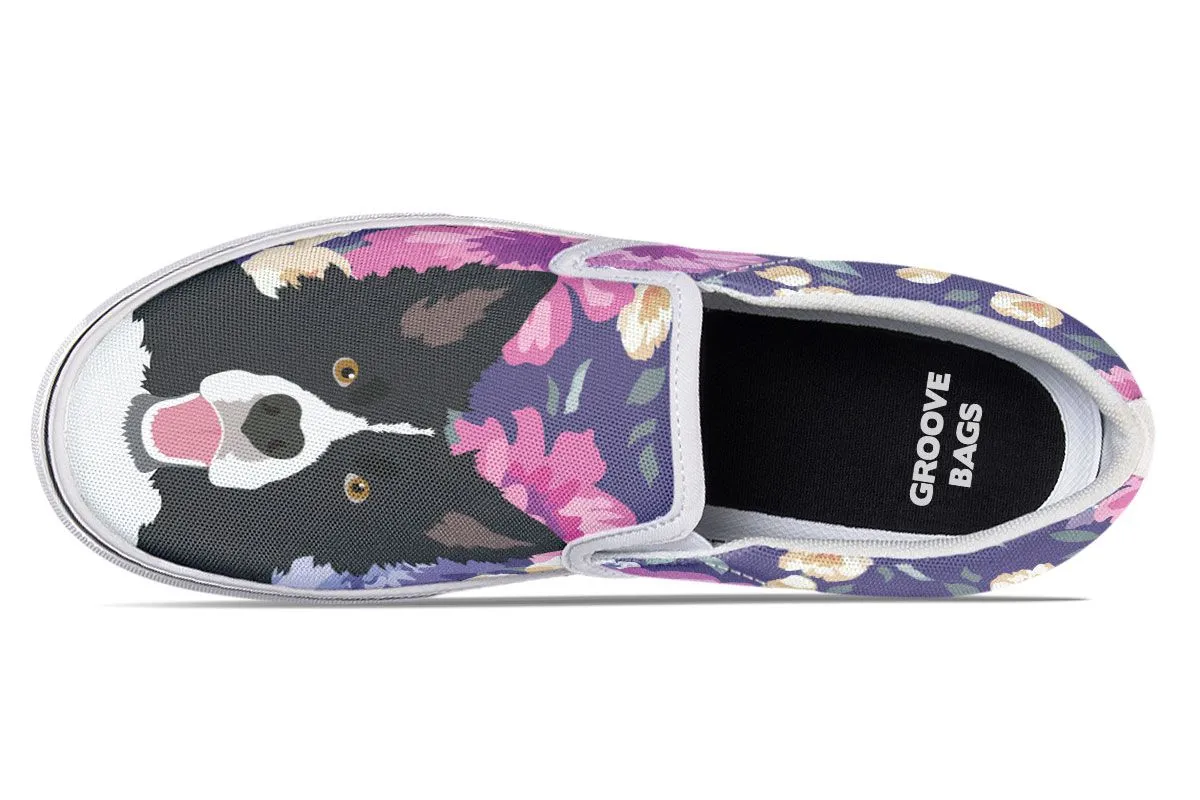 Border Collie Dog Portrait Slip-On Shoes